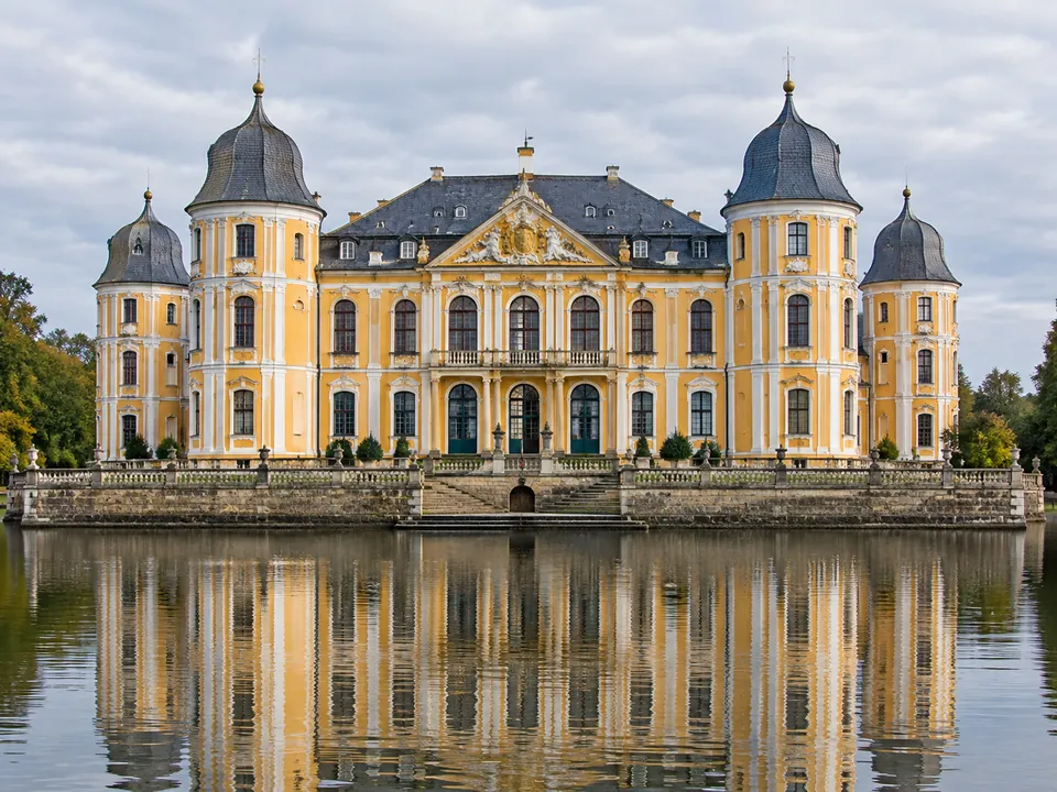 Schloss Moritzburg, the baroque hunting palace on its island north of Dresden