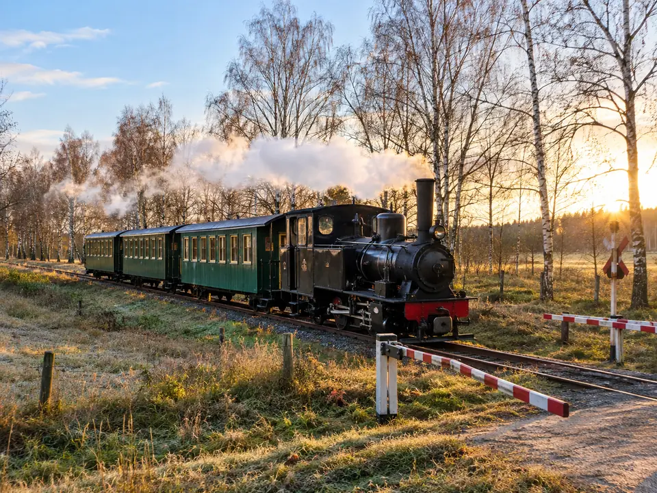 The Lößnitzgrundbahn narrow-gauge steam railway that runs to Moritzburg